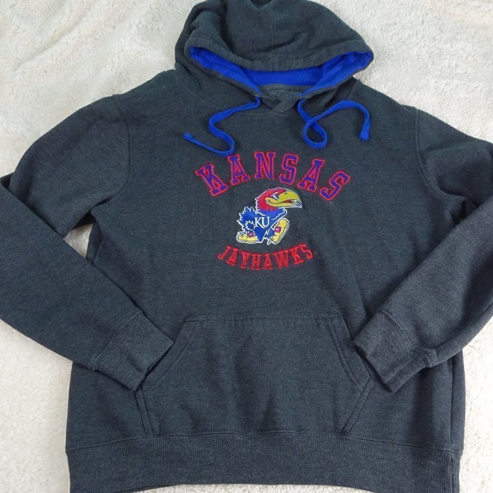 NCAA Kansas Jayhawks Gray Hoodie Medium - Picture 1 of 4